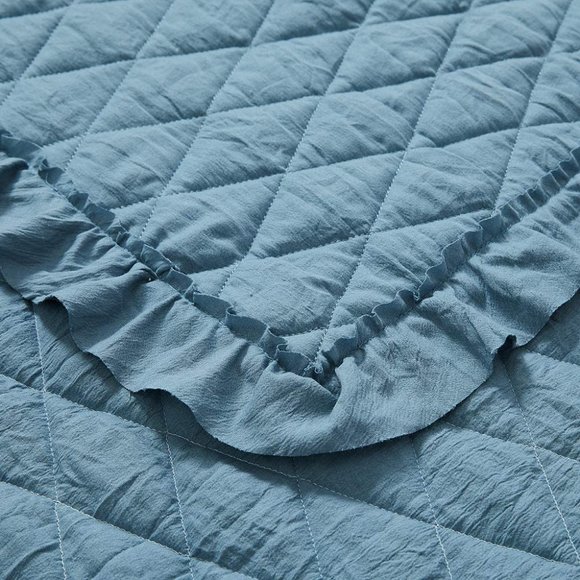 Farmhouse Quilted Microfiber Throw Blue - Picture 3 of 3